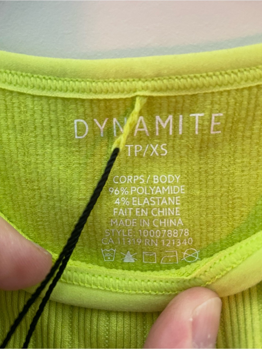 Dynamite Ribbed Neon Lime Green Sleeveless Bodysuit - Picture 4 of 12